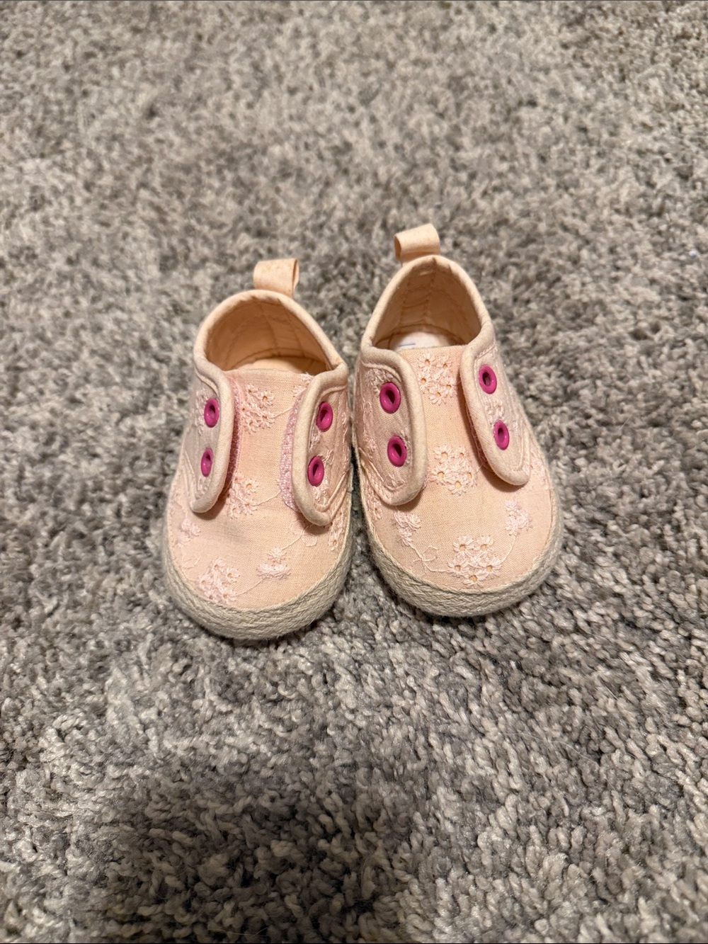 Baby/Toddler Pink Slip-On Lace-Pattern Canvas Shoes